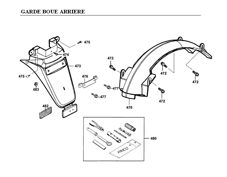 GARDE BOUE ARRIERE KYMCO PULSAR125