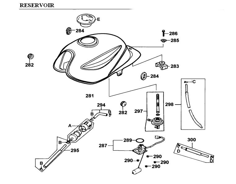 Reservoir KYMCO Pièces Moto Kymco PULSAR 125 4T EURO I (RJ25CB)