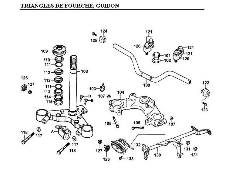 Triangles De Fourche   Guidon KYMCO Pièces Moto Kymco PULSAR 125 4T EURO I (RJ25CB)