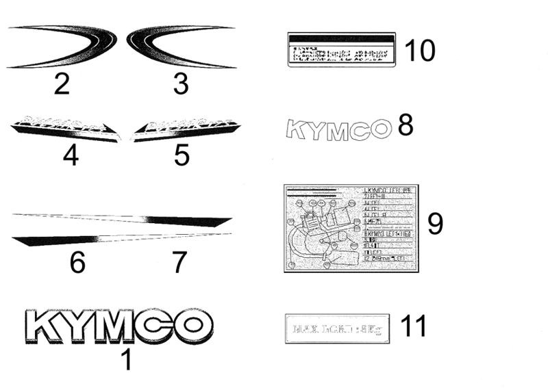 Autocollants KYMCO Pièces Moto Kymco PULSAR 125 II 4T
