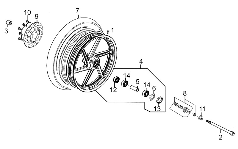 Roue Avant KYMCO Pièces Moto Kymco QUANNON 125 NAKED