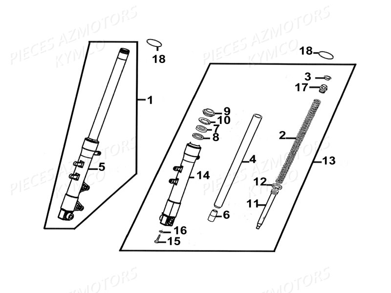 Baton De Fourche KYMCO Pièces Moto Kymco QUANNON 125 4T EURO III (RL25BA)