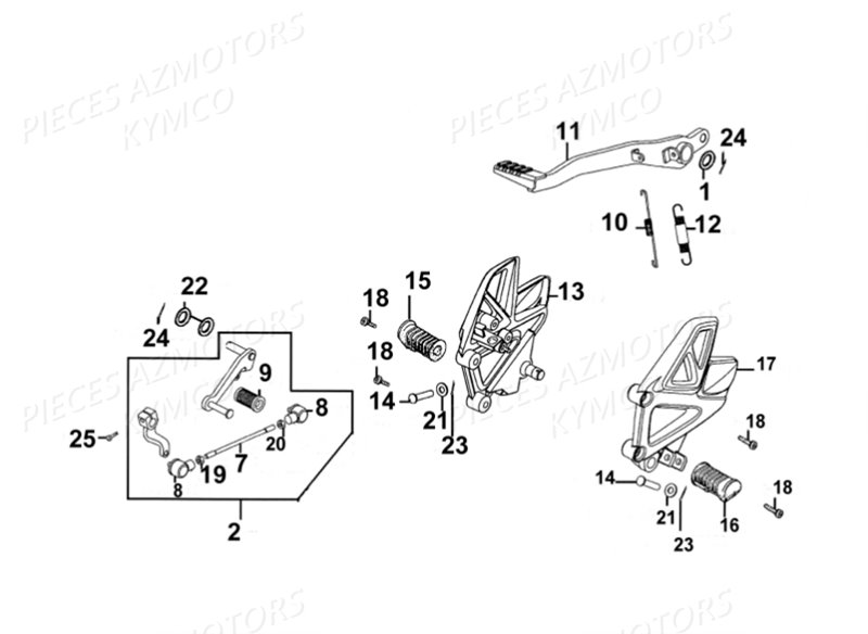 Cales Pieds KYMCO Pièces Moto Kymco QUANNON 125 4T EURO III (RL25BA)