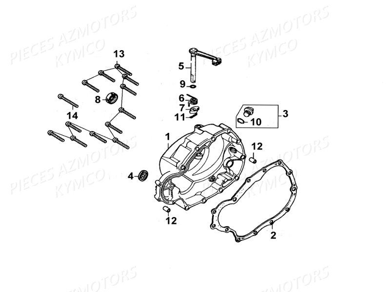Carter Droit KYMCO Pièces Moto Kymco QUANNON 125 4T EURO III (RL25BA)
