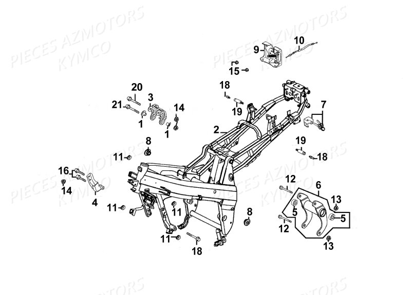 Chassis KYMCO Pièces Moto Kymco QUANNON 125 4T EURO III (RL25BA)