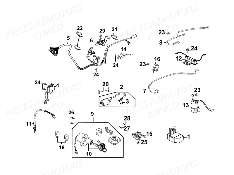 Equipement Electrique KYMCO Pièces Moto Kymco QUANNON 125 4T EURO III (RL25BA)