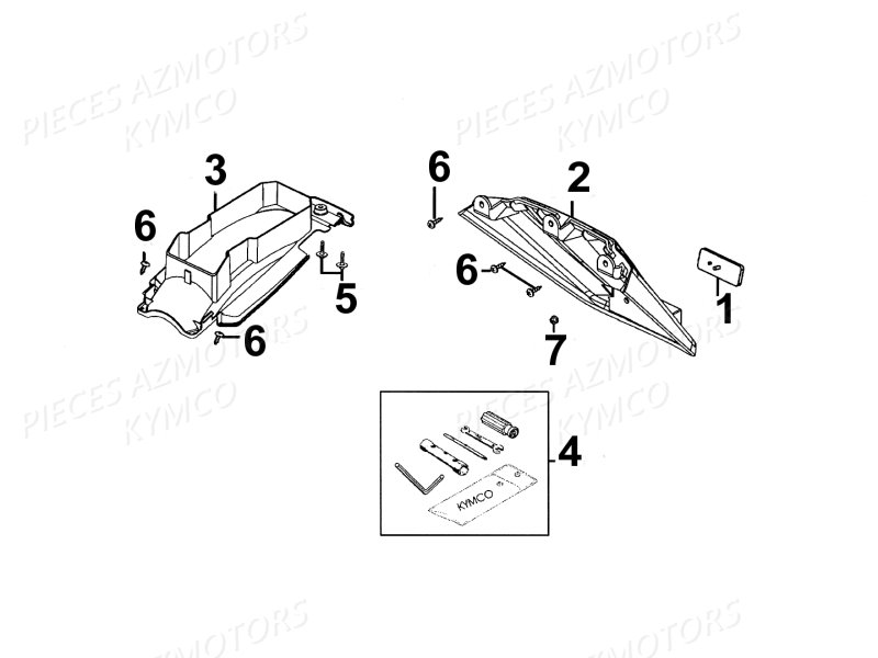 Garde Boue Arriere KYMCO Pièces Moto Kymco QUANNON 125 4T EURO III (RL25BA)