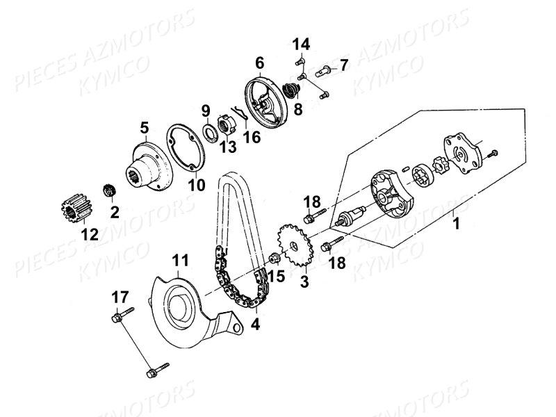 Pompe A Huile KYMCO Pièces Moto Kymco QUANNON 125 4T EURO III (RL25BA)