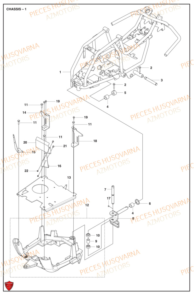Arriere Du Chassis 1 HUSQVARNA PIECES TONDEUSE AUTOPORTEE R112C5 RIDER HUSQVARNA