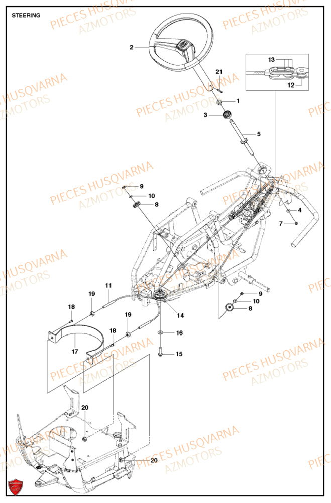 Direction HUSQVARNA PIECES TONDEUSE AUTOPORTEE R112C5 RIDER HUSQVARNA