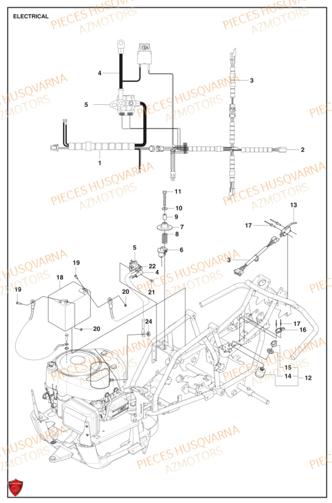 Electrique HUSQVARNA PIECES TONDEUSE AUTOPORTEE R112C5 RIDER HUSQVARNA