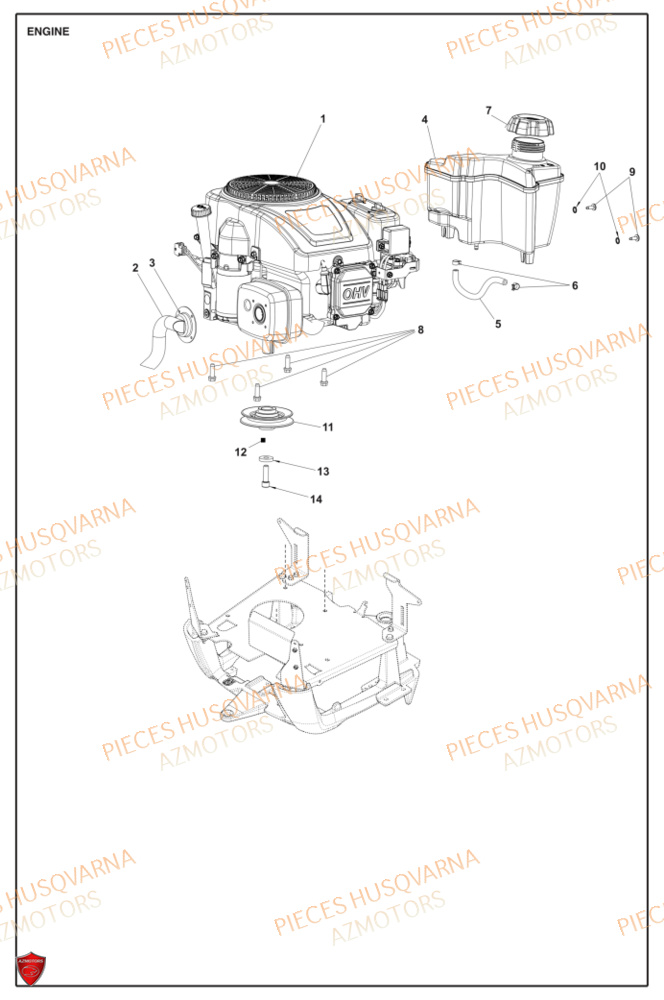 Moteur HUSQVARNA PIECES TONDEUSE AUTOPORTEE R112C5 RIDER HUSQVARNA