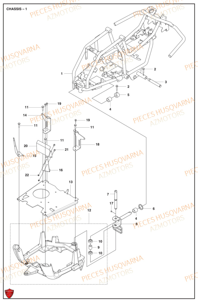 Arriere Du Chassis 1 HUSQVARNA PIECES TONDEUSE AUTOPORTEE R112C RIDER HUSQVARNA