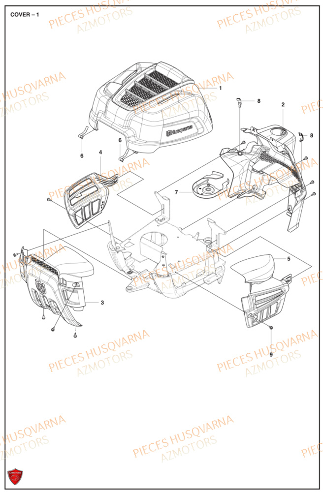 Couvercle 1 HUSQVARNA PIECES TONDEUSE AUTOPORTEE R112C RIDER HUSQVARNA