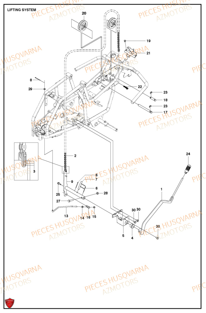 Levage De Tondeuse Et De Carter HUSQVARNA PIECES TONDEUSE AUTOPORTEE R112C RIDER HUSQVARNA