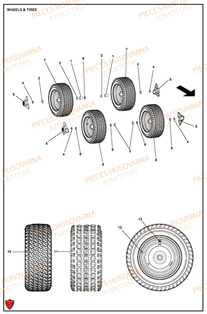 Roues Et Pneus HUSQVARNA PIECES TONDEUSE AUTOPORTEE R112C RIDER HUSQVARNA