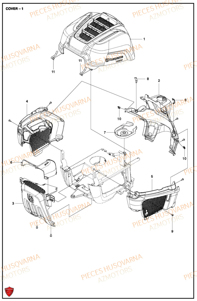 Couvercle 1 HUSQVARNA PIECES TONDEUSE AUTOPORTEE R115C RIDER HUSQVARNA