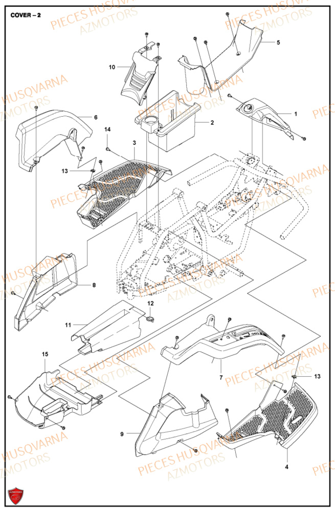 Couvercle 2 HUSQVARNA PIECES TONDEUSE AUTOPORTEE R115C RIDER HUSQVARNA