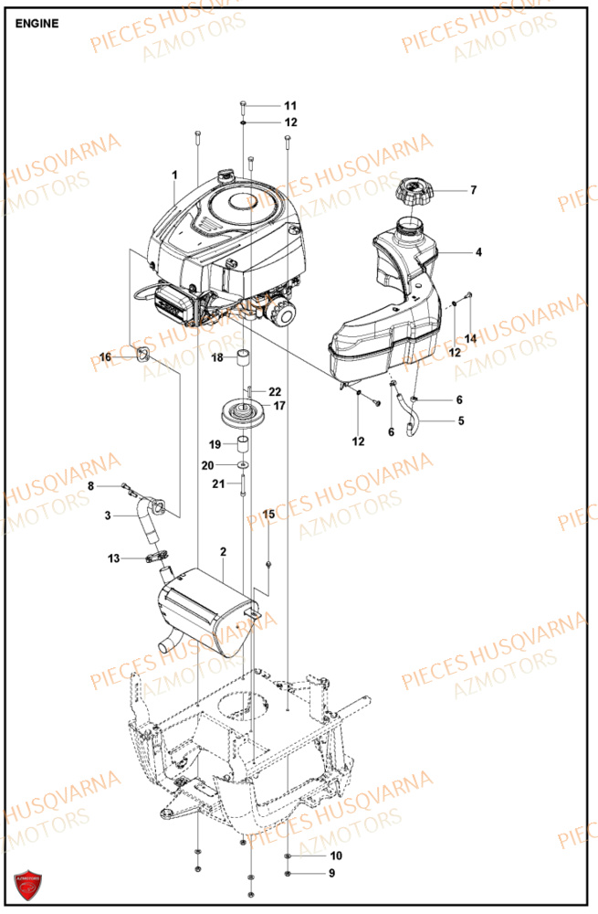 Moteur HUSQVARNA PIECES TONDEUSE AUTOPORTEE R115C RIDER HUSQVARNA