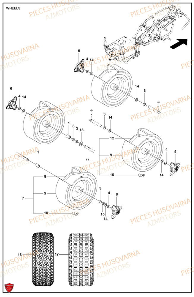 Roues Et Pneus HUSQVARNA PIECES TONDEUSE AUTOPORTEE R115C RIDER HUSQVARNA