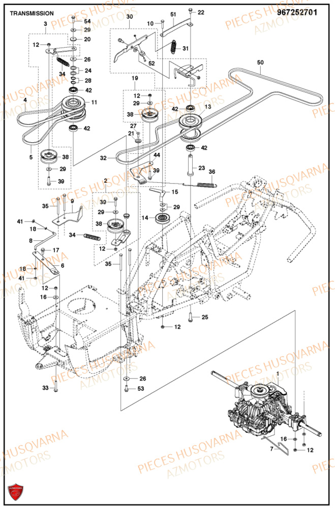 Transmission 1 HUSQVARNA PIECES TONDEUSE AUTOPORTEE R115C RIDER HUSQVARNA