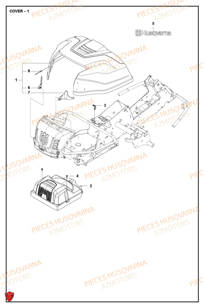 Couvercle 1 HUSQVARNA PIECES TONDEUSE AUTOPORTEE R214C RIDER HUSQVARNA