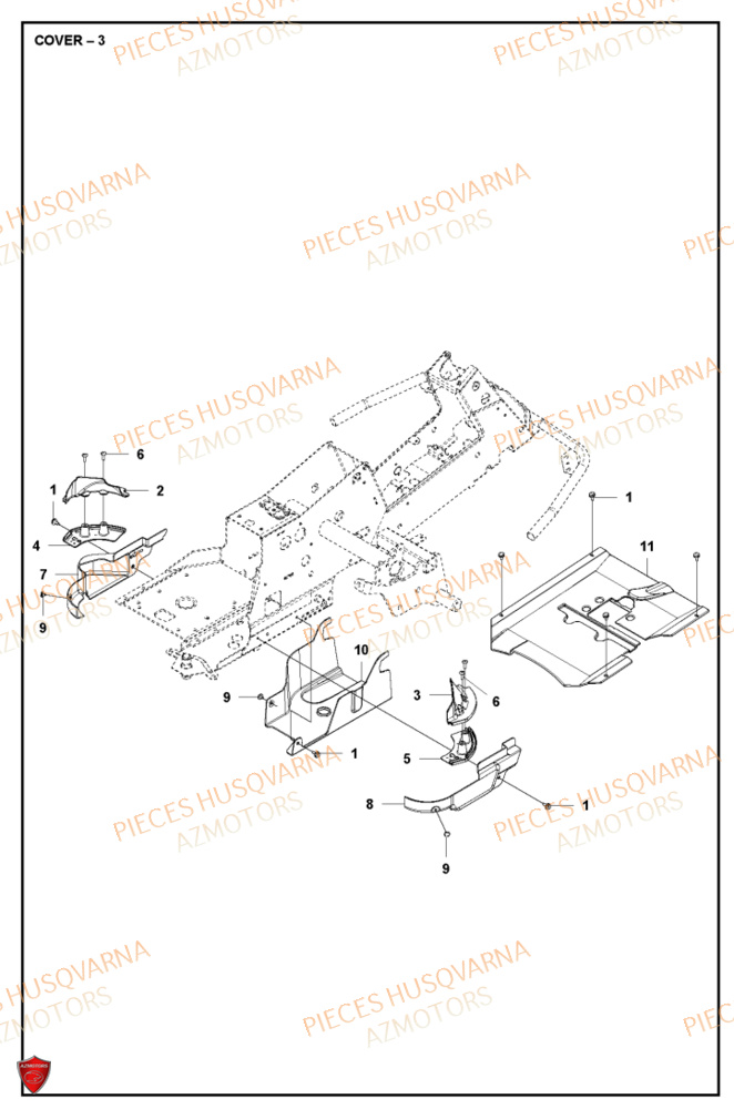 Couvercle 3 HUSQVARNA PIECES TONDEUSE AUTOPORTEE R214C RIDER HUSQVARNA