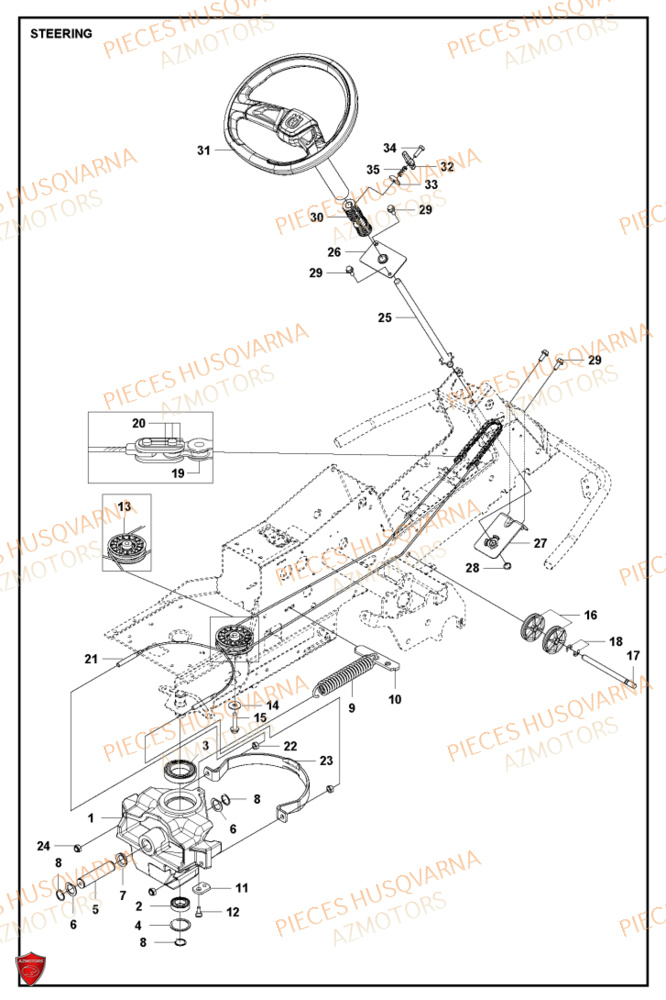 Direction HUSQVARNA PIECES TONDEUSE AUTOPORTEE R214C RIDER HUSQVARNA