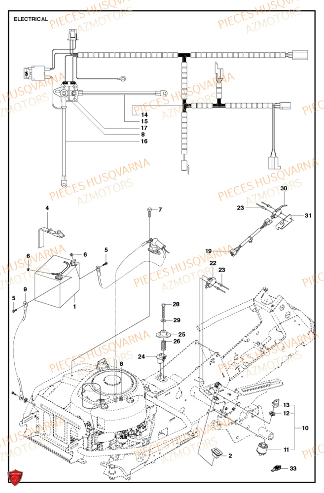 Electrique HUSQVARNA PIECES TONDEUSE AUTOPORTEE R214C RIDER HUSQVARNA