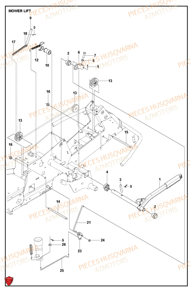 Levage De Tondeuse Et De Carter HUSQVARNA PIECES TONDEUSE AUTOPORTEE R214C RIDER HUSQVARNA