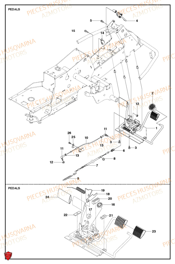 Pedales HUSQVARNA PIECES TONDEUSE AUTOPORTEE R214C RIDER HUSQVARNA