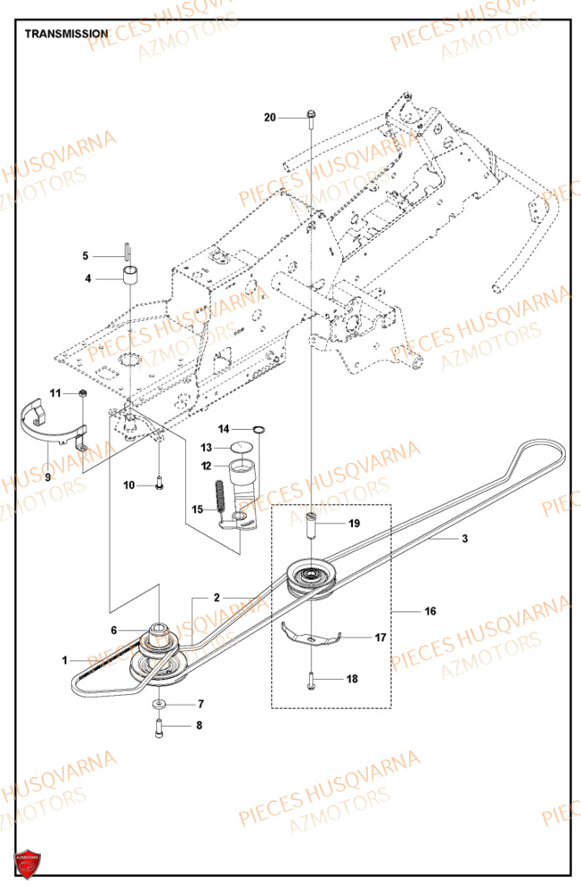 Transmission 2 HUSQVARNA PIECES TONDEUSE AUTOPORTEE R214C RIDER HUSQVARNA