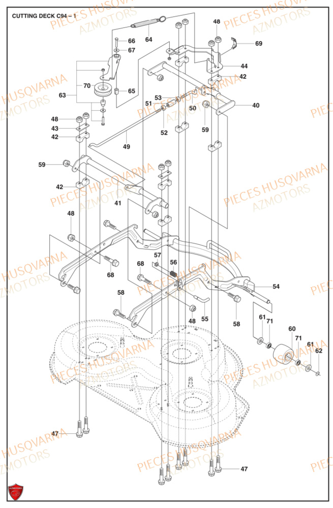 Unite De Coupe De 94 Cm 1 HUSQVARNA PIECES TONDEUSE AUTOPORTEE R214C RIDER HUSQVARNA