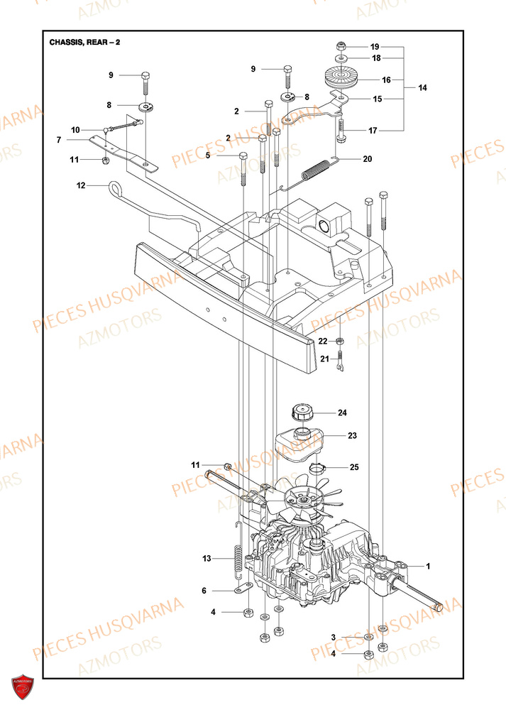 Arriere Du Chassis 2 HUSQVARNA PIECES TONDEUSE AUTOPORTEE R214TC Comfort edition HUSQVARNA