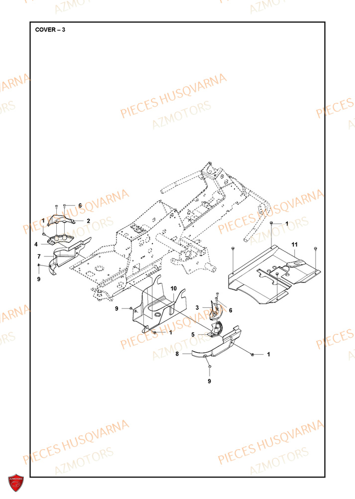 Couvercle 3 HUSQVARNA PIECES TONDEUSE AUTOPORTEE R214TC Comfort edition HUSQVARNA