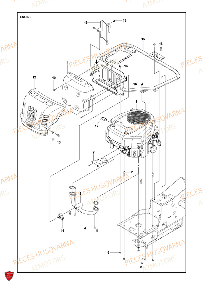 Moteur HUSQVARNA PIECES TONDEUSE AUTOPORTEE R214TC Comfort edition HUSQVARNA