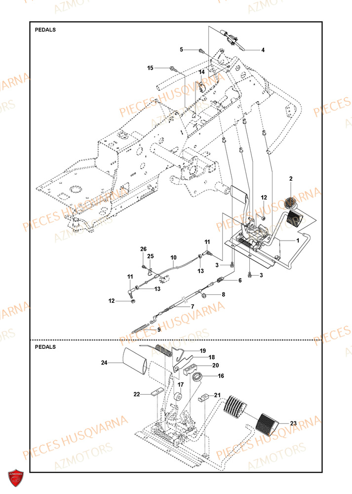 Pedales HUSQVARNA PIECES TONDEUSE AUTOPORTEE R214TC Comfort edition HUSQVARNA