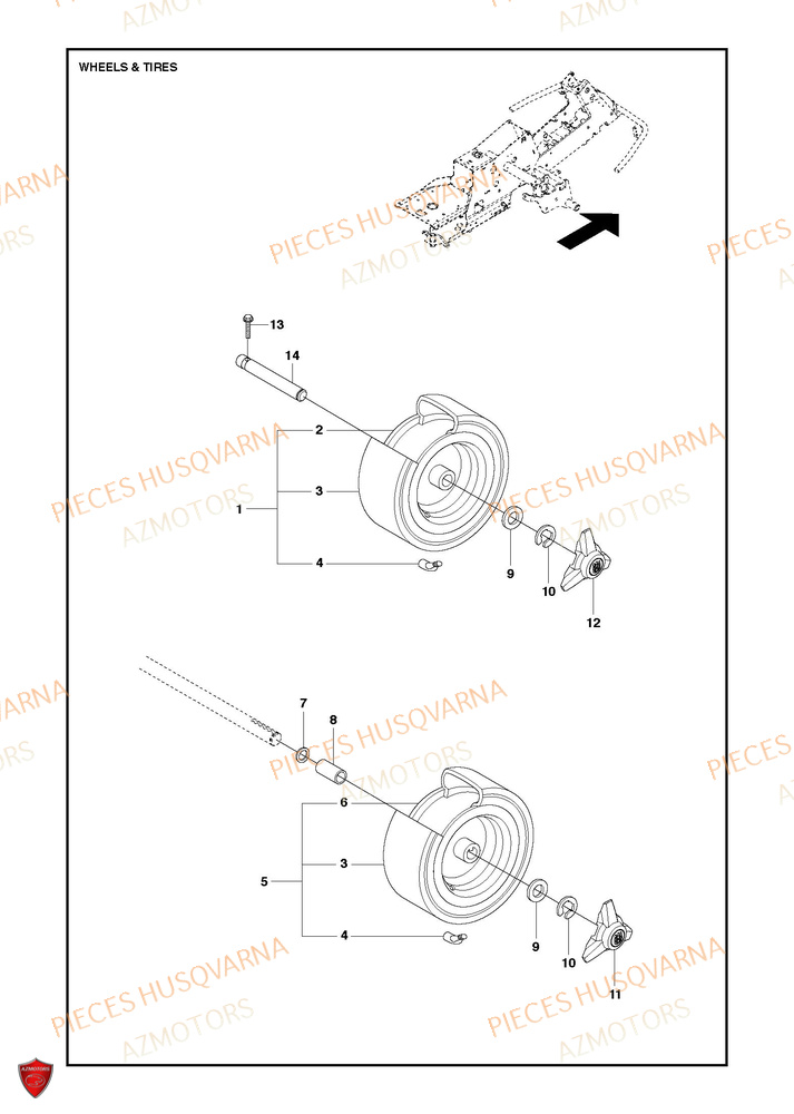 Roues Et Pneus HUSQVARNA PIECES TONDEUSE AUTOPORTEE R214TC Comfort edition HUSQVARNA