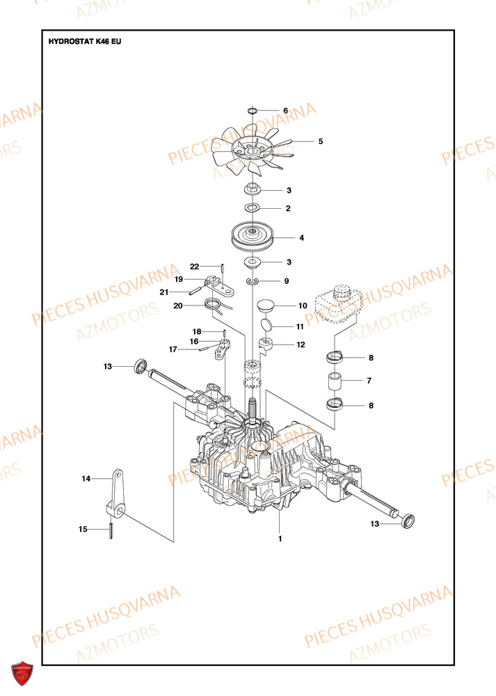 Transmission 1 HUSQVARNA PIECES TONDEUSE AUTOPORTEE R214TC Comfort edition HUSQVARNA