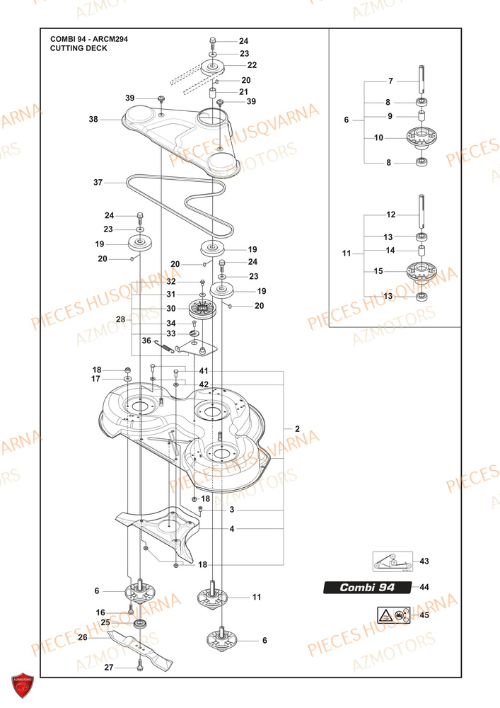 Unite De Coupe De 94 Cm 1 HUSQVARNA PIECES TONDEUSE AUTOPORTEE R214TC Comfort edition HUSQVARNA