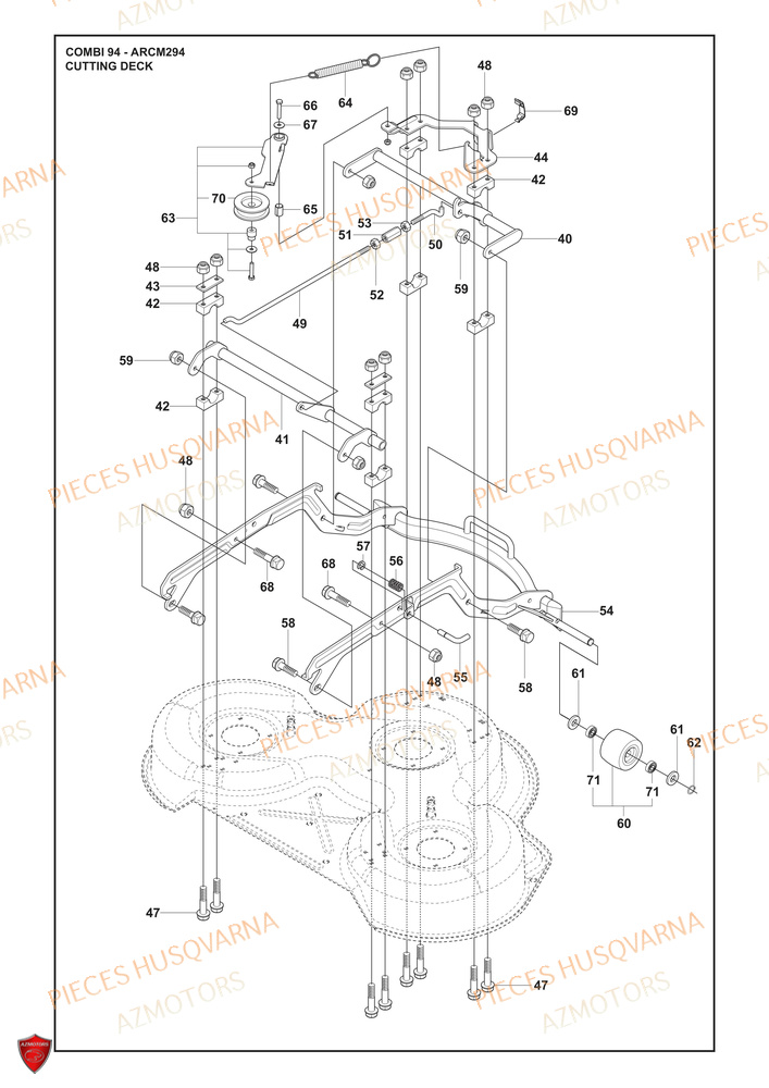 Unite De Coupe De 94 Cm 2 HUSQVARNA PIECES TONDEUSE AUTOPORTEE R214TC Comfort edition HUSQVARNA