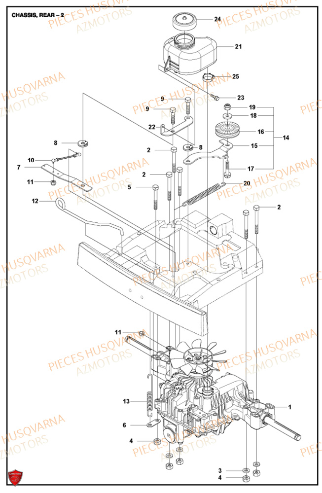Arriere Du Chassis 3 HUSQVARNA PIECES TONDEUSE AUTOPORTEE R316TXAWD RIDER HUSQVARNA