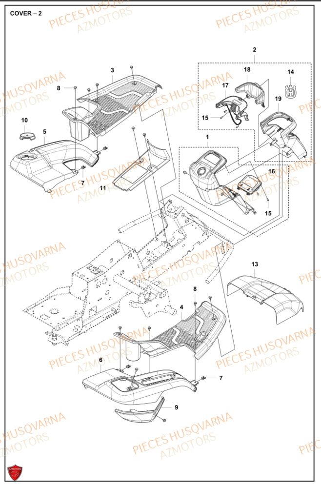Couvercle 1 HUSQVARNA PIECES TONDEUSE AUTOPORTEE R316TXAWD RIDER HUSQVARNA