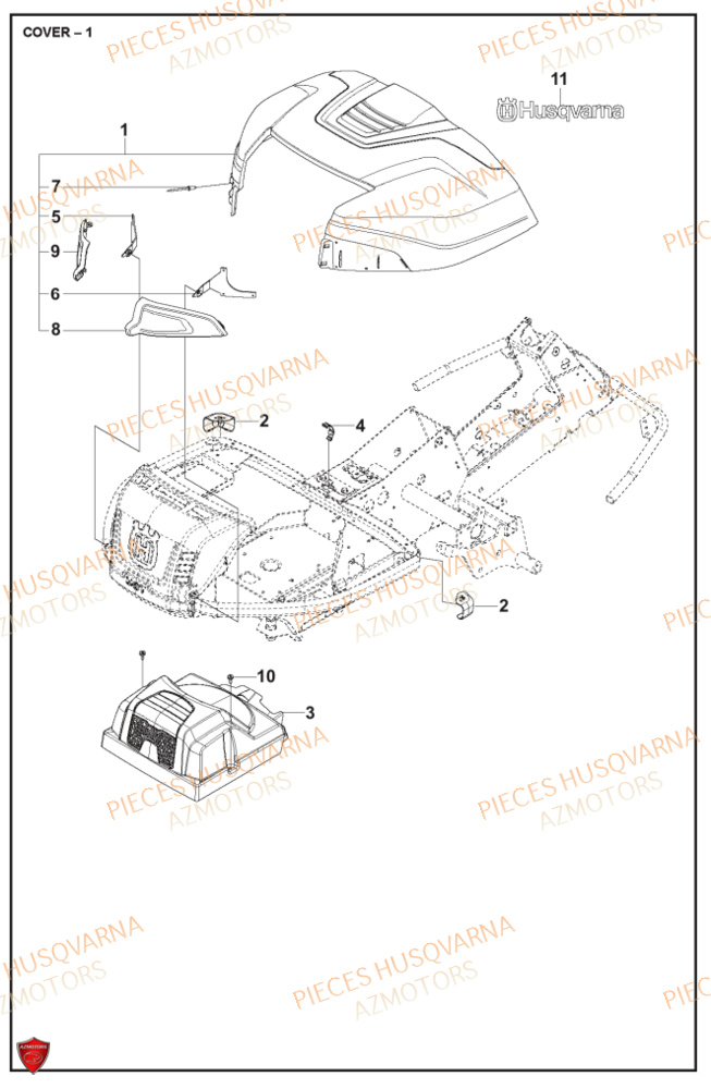 Couvercle 2 HUSQVARNA PIECES TONDEUSE AUTOPORTEE R316TXAWD RIDER HUSQVARNA