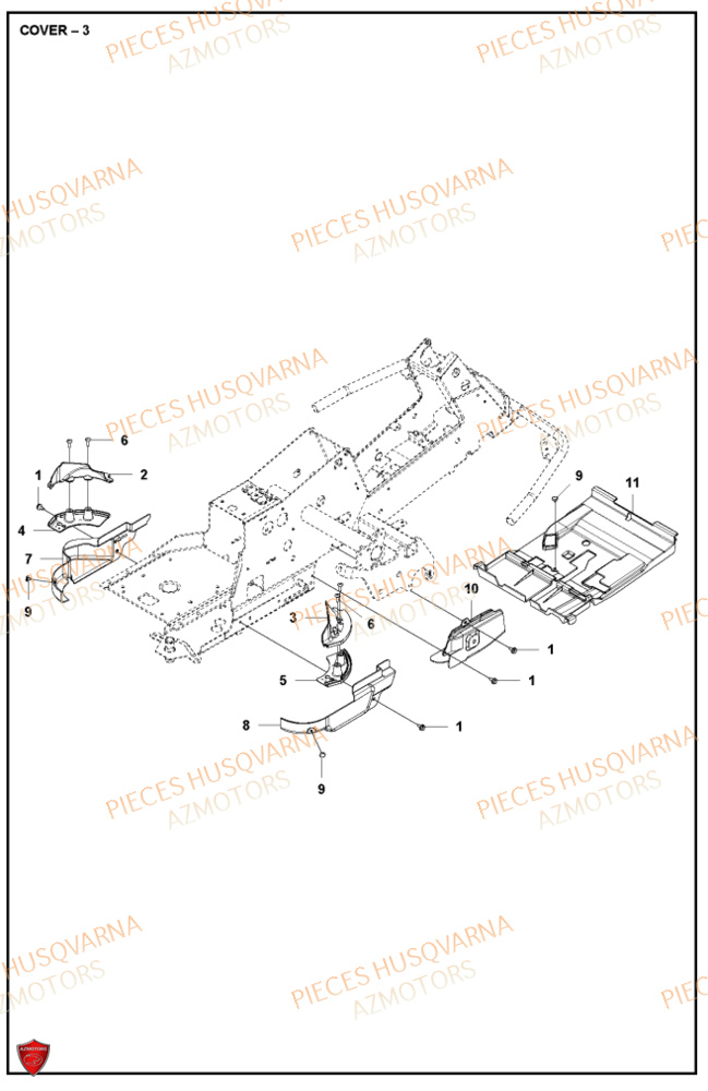 Couvercle 3 HUSQVARNA PIECES TONDEUSE AUTOPORTEE R316TXAWD RIDER HUSQVARNA