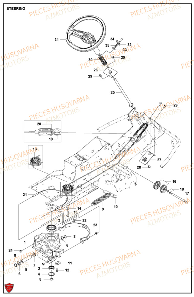 Direction HUSQVARNA PIECES TONDEUSE AUTOPORTEE R316TXAWD RIDER HUSQVARNA