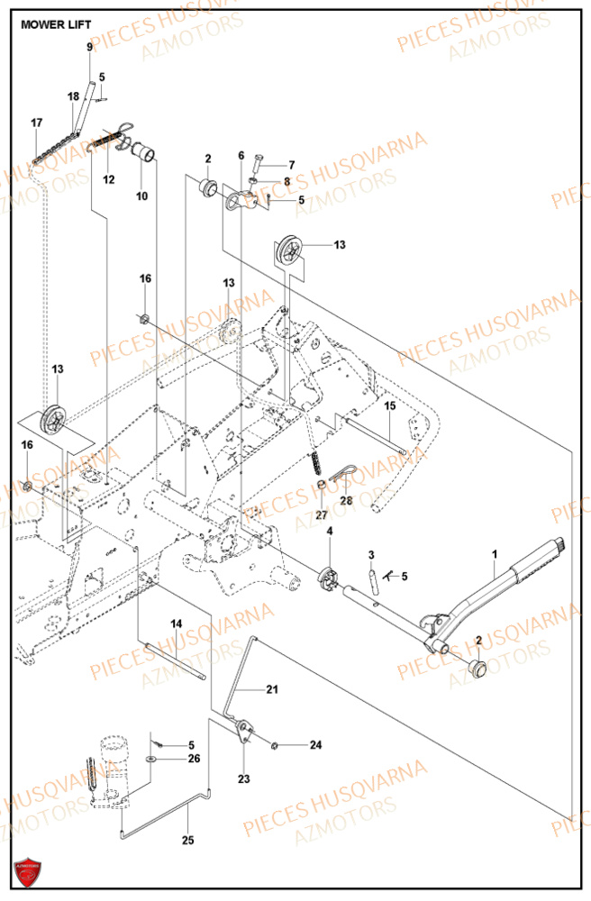 Levage De Tondeuse Et De Carter HUSQVARNA PIECES TONDEUSE AUTOPORTEE R316TXAWD RIDER HUSQVARNA