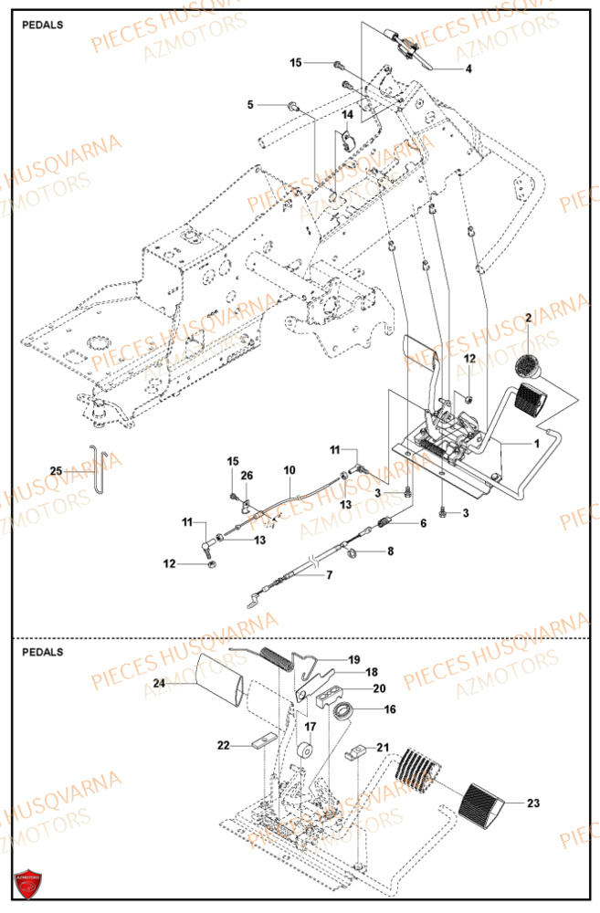 Pedales HUSQVARNA PIECES TONDEUSE AUTOPORTEE R316TXAWD RIDER HUSQVARNA