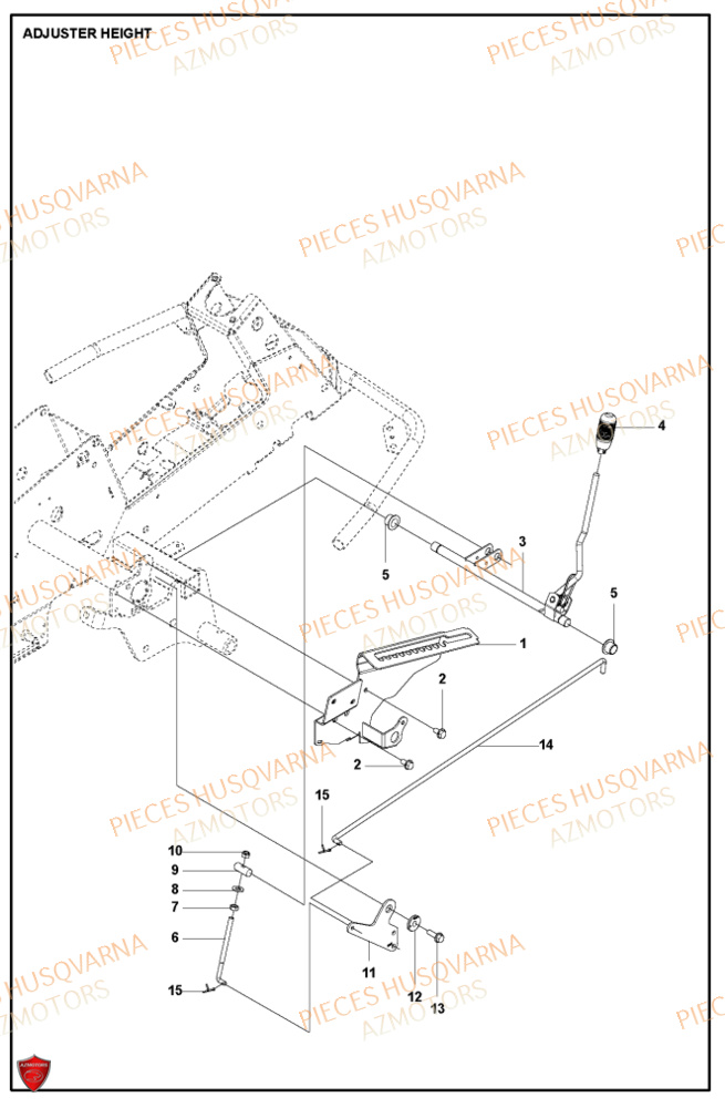 Reglage De La Hauteur HUSQVARNA PIECES TONDEUSE AUTOPORTEE R316TXAWD RIDER HUSQVARNA