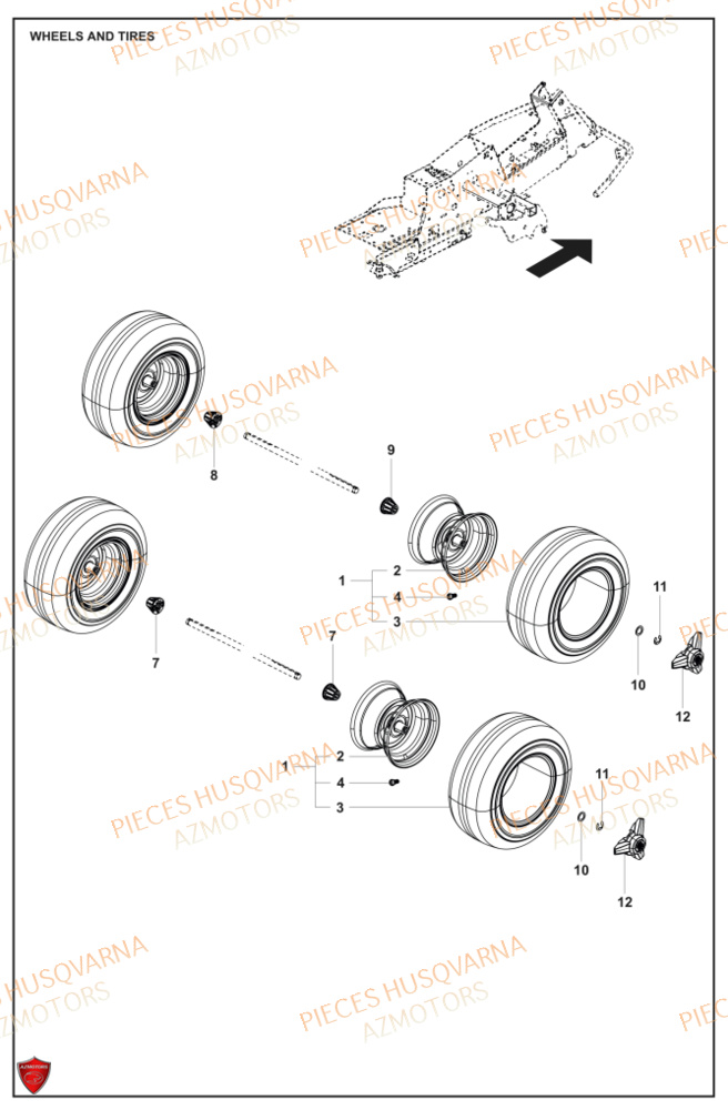 Roues Et Pneus HUSQVARNA PIECES TONDEUSE AUTOPORTEE R316TXAWD RIDER HUSQVARNA